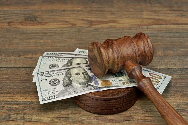 Spousal support order with cash and gavel